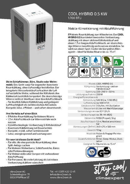 CoolAir Hybrid 0.5 mit Abluftschlauch