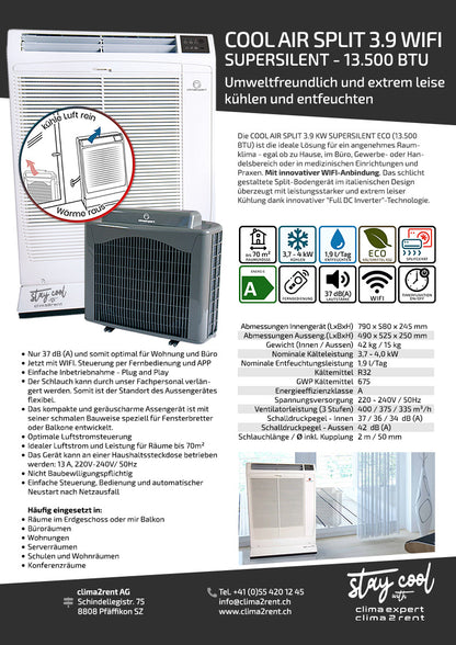 CoolAir Split 3.9 Super Silent mit WiFi Steuerung